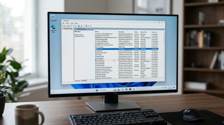 Windows Services Manager showing options to disable Windows services and change their startup type