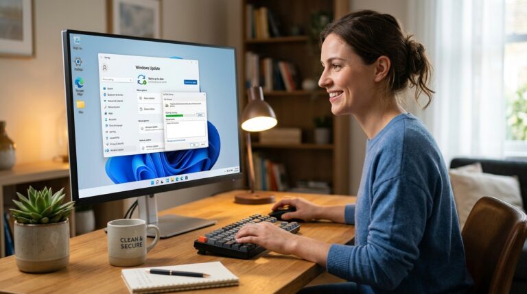 A clean Windows desktop showing how to access tools to clean Windows without third-party software.