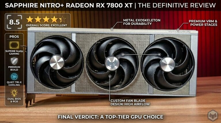 AMD RX 9070 XT Sapphire Nitro+ graphics card with triple-fan cooler
