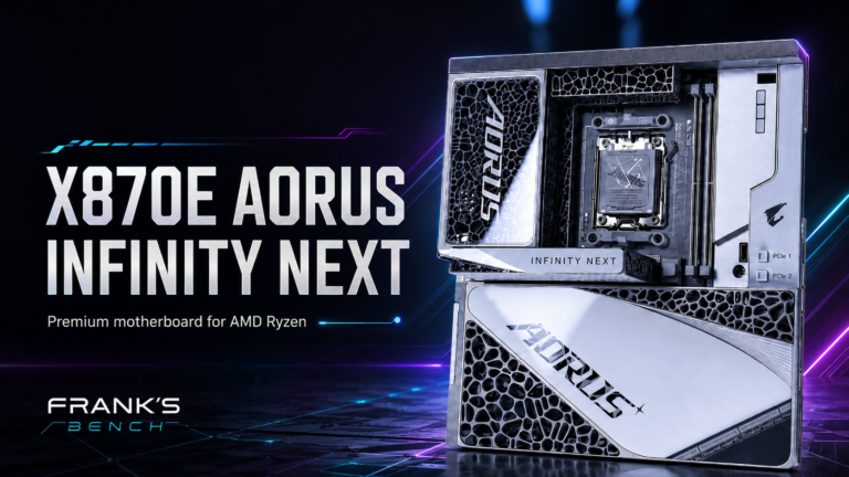 GIGABYTE X870E Aorus Infinity Next motherboard showcasing its advanced cooling