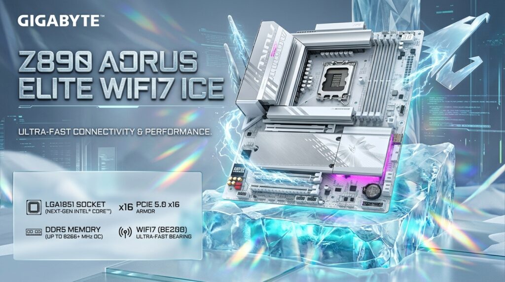 Z890 AORUS ELITE WIFI7 ICE motherboard from Gigabyte